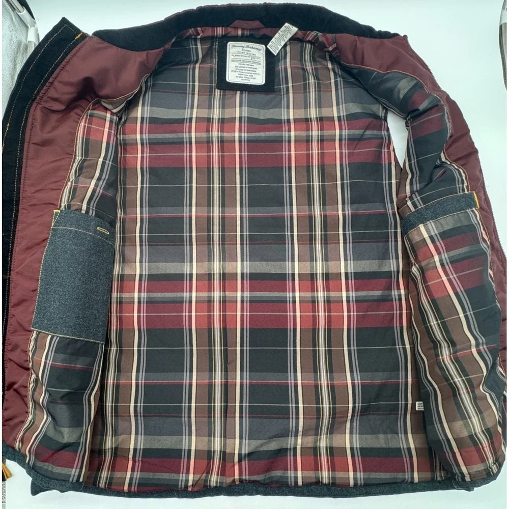 Tommy Bahama men's zip vest in charcoal gray and maroon